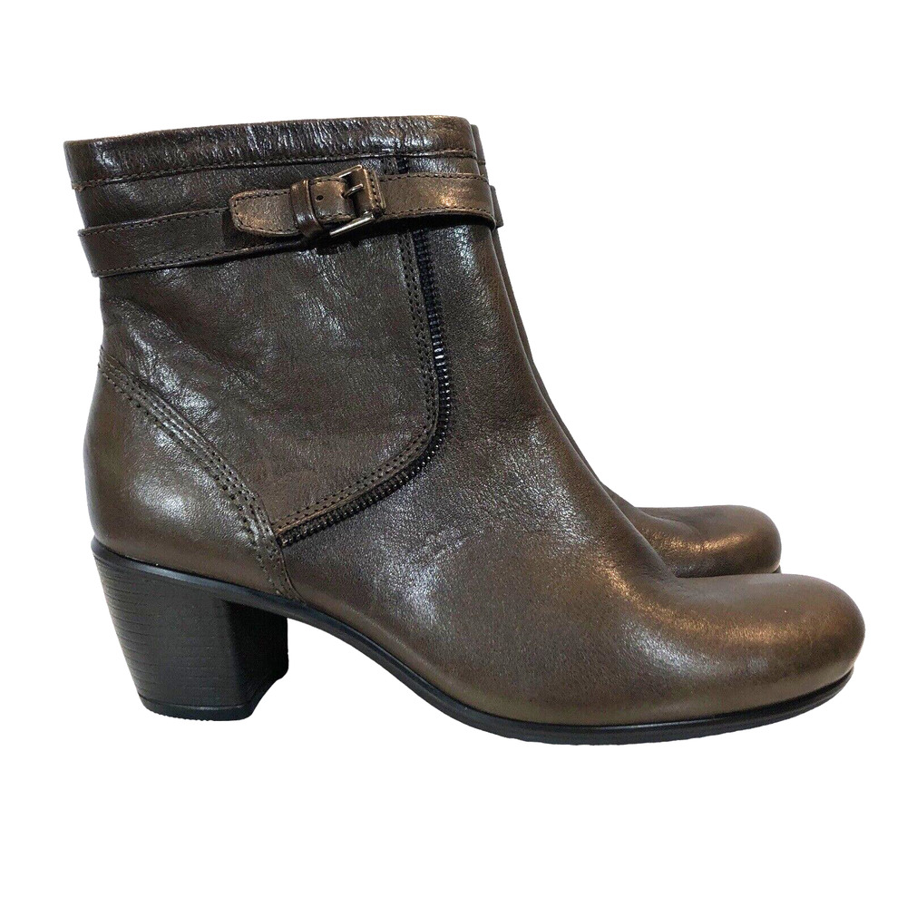 ECCO Touch 55B Ankle Boots Womens 40 US 9-9.5 Brown Leather Heeled Comfort‎